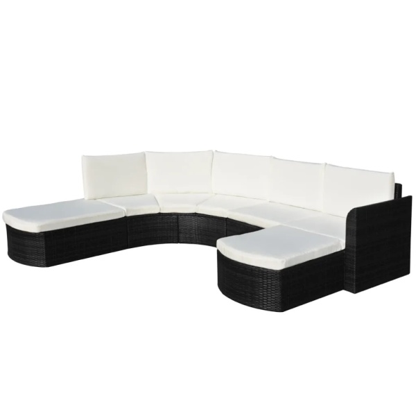 Set Mobilier De Grădină Cu Perne 4 Piese Negru Poliratan 43299